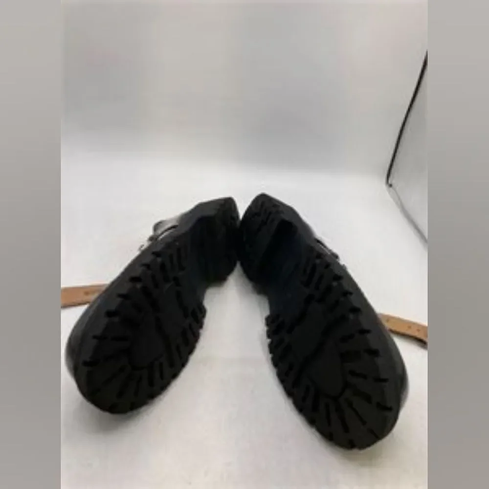 Classic Mary Jane Platform Chunky Shoes in Genuine Black Patent Leather 9.5